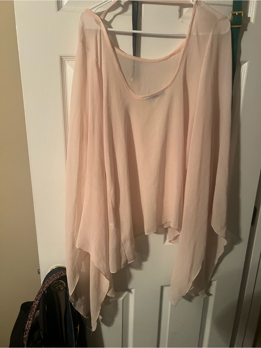 Light Cream/Peach Sheer Layered Women's Top - Picture 2 of 2